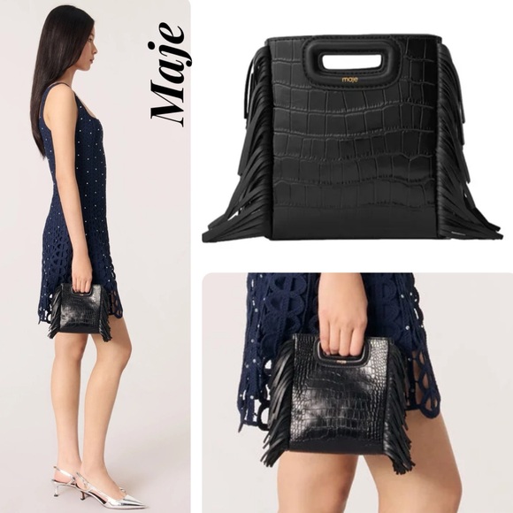 Maje M Bag In Croc Embossed Leather